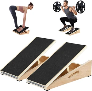 Professional Slant Board for Calf Stretching, Adjustable Wooden Calf Stretcher B - Picture 1 of 12