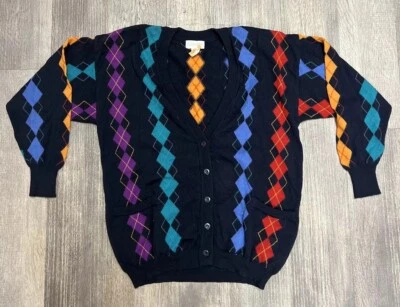 J.H. Cárdigan geométrico de lana M de colección para mujer suéter frontal con cierre de botones Foto 1 de 4