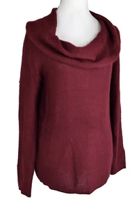 Freshman Juniors' Off-The-Shoulder Sweater Pullover Top Long Sleeve Burgundy L - Picture 1 of 8
