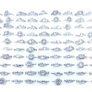 Großhandel 30stk. Damen Ringe Silber Zirkon Stein Strass Modeschmuck - Bild 1 von 7