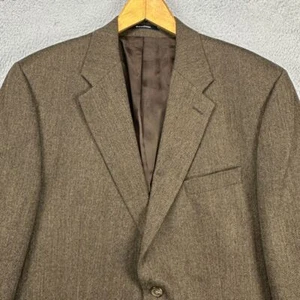 VINTAGE Chaps Ralph Lauren Tweed Blazer Mens 44L Brown Herringbone Lambswool - Picture 1 of 14