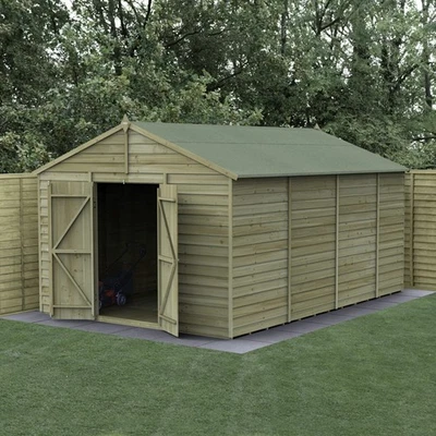 FOREST GARDEN Forest 4Life 10x15 Apex Shed Double Door No Window 25Yr Guarantee Free Delivery
