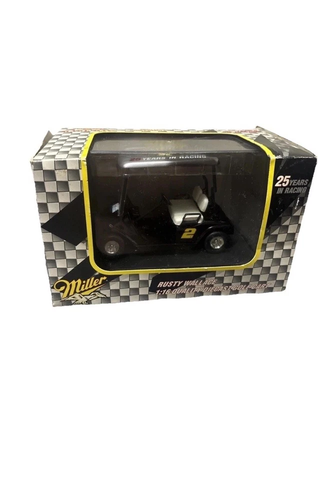 Réplica de carro de golf fundido a presión Rusty Wallace Miller 25 años en carreras 1:16 Foto 1 de 4