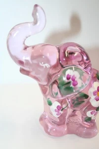 Schönes 4" Lenox Fenton rosa Kunstglas handbemalt Elefant Künstler signiert - Bild 1 von 5