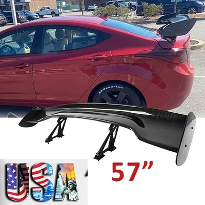 For Hyundai Elantra Sedan 57" GT Rear Trunk Spoiler Wing Carbon /Fiber Look Foto 1 de 4