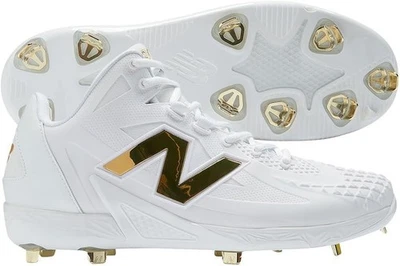 Botines de béisbol New Balance Ohtani 1 de metal para hombre blancos/dorados medianos 7,5 Foto 1 de 4