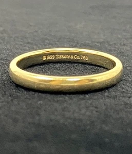 Tiffany & Co. 1999 2 mm Gelbgold schlichtes Band Größe 9,5 (US) - Bild 1 von 12