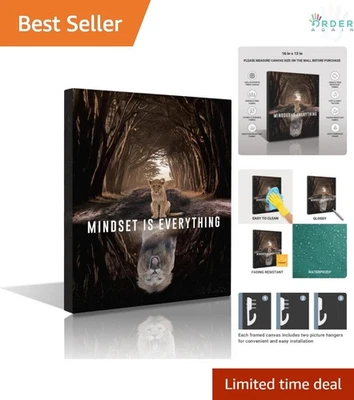 Arte de pared inspirador lienzo enmarcado cita motivacional decoración de oficina en casa Foto 1 de 4