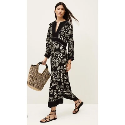 New BA&SH Aude Dress Black White BASH Medium Maxi Long Sundress Viscose Medium - Image 1 of 4