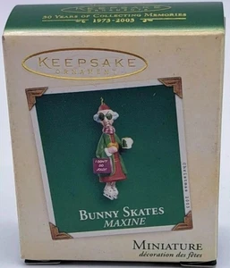Mini ornement souvenir Hallmark Bunny Skates Maxine neuf dans sa boîte - Photo 1/4
