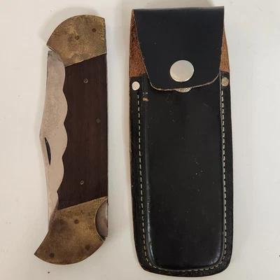 Cuchillo de Colección Hoja de Bloqueo Plegable Hoja de Acero Inoxidable Pakistán con Funda de Cuero Hoja de 5" Foto 1 de 4