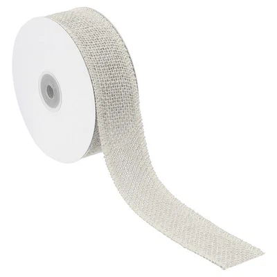 1.5" Wide 10 Yards Burlap Fabric Ribbon Jute Crafts Roll Wrapping White - Image 1 of 4