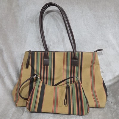 Vintage VALERIE STEVENS Rayas Multicolor Juego Bolso a Juego Foto 1 de 4