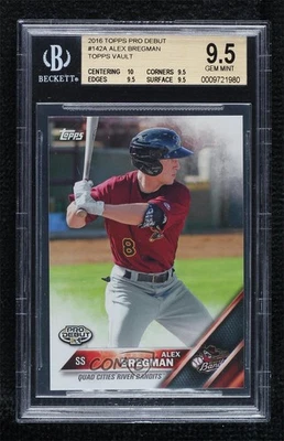 2016 Pro Debut Topps Vault Blank Back 1/1 Alex Bregman #142 BGS 9.5 GEM MINT - Image 1 of 2