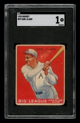 1933 Goudey Set-Break # 57 Earl Clark SGC 1 POOR - Image 1 of 3