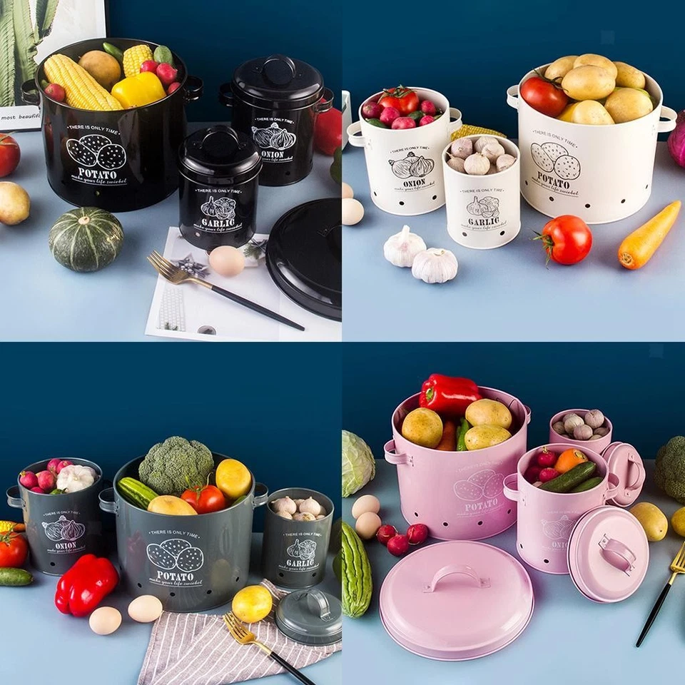 3 Stück Frischer Knoblauch, Zwiebeln und Kartoffeln Aufbewahrungsbox,Eimer für - Bild 1 von 1