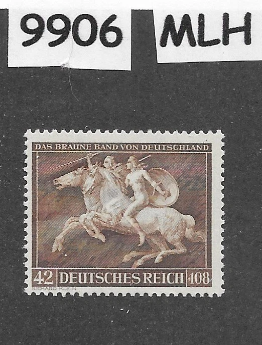 MLH stamp Sc B192  1941 Third Reich era Germany / Brown Ribbon horse race  #9906 - Image 1 of 1