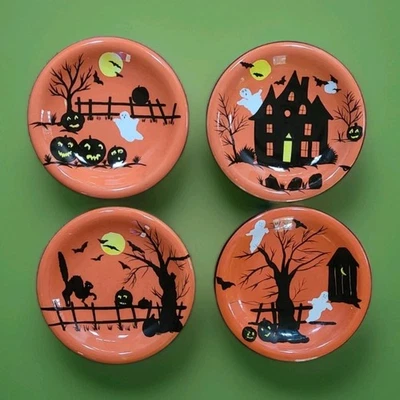 4件套万圣节樱花闹鬼隐藏陶瓷沙拉沙漠盘子橙色8 — 第 1/4 张图片