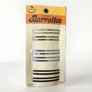 GOODY Stay Tight Barrettes Vintage 1975 6 Pack Metal Double Line 8903 NEW - Picture 1 of 3