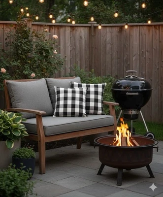 Sophisticated 2 PCS 18"x18" Black and White Buffalo Check Plaid Pillow Cases - Image 1 of 4