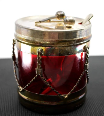 "Red Drum" Jam Server Figural Pot & Spoon F.B. Rogers Silver Co.Vintage - Image 1 of 4