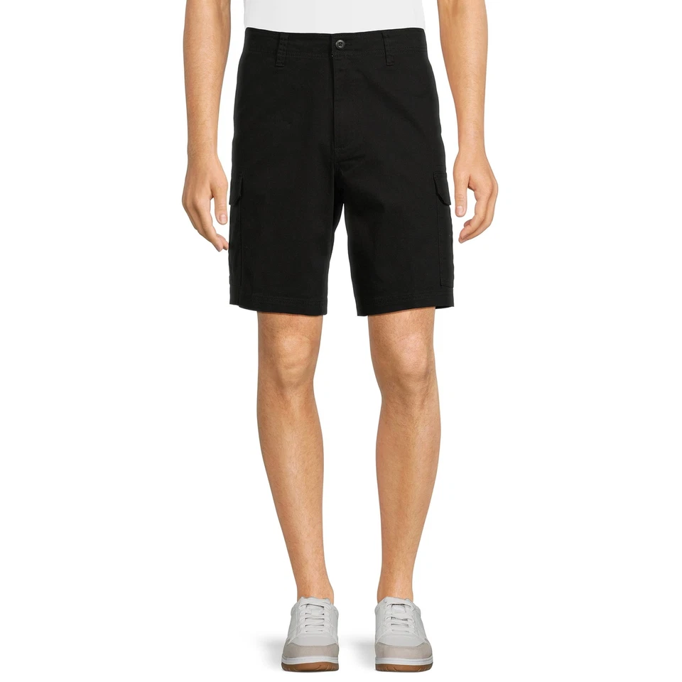 44 Men's George At The Knee Cargo Shorts Solid Black 10" Inseam