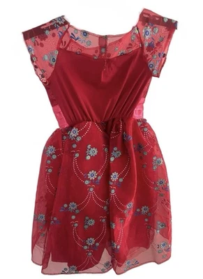 Vestido Princesa Elena of Avalor Disfraz Disney Floral Rojo Niñas Pequeño 4-6X Roto Foto 1 de 3