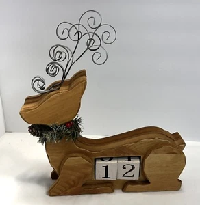 Christmas Countdown Deer MacKenzie Childs Style Red Farmhouse Rustic Blocks Wood - Picture 1 of 6