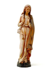 Statua Madonna in legno "Maria in piedi sul globo e serpente" statuina 1930 circa - Foto 1 di 11