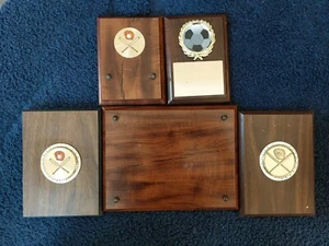 Lot of 5 Wood Baseball Soccer  Sports Plaque Various Sizes - Picture 1 of 5