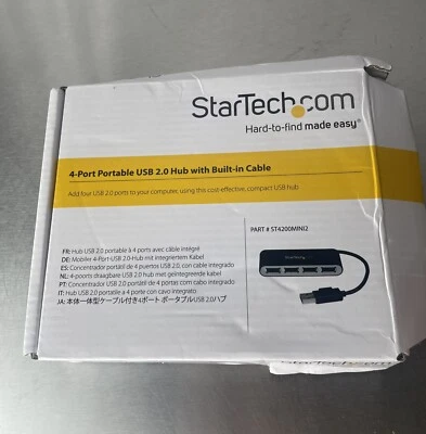 StarTech 4 Port USB 2.0 Hub with Built-in Cable ST4200MINI2 - Image 1 of 2