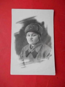 USSR 1943 Woman soldier in early winter uniform. Real photo WWII - Picture 1 of 2
