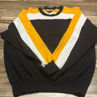 Sudadera vintage Izod Lacoste para hombre talla M negra blanca amarilla algodón grueso Foto 1 de 4