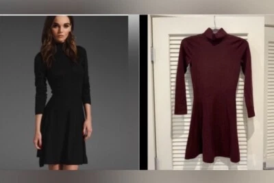 Theory Size P Mock Turtleneck 95% Wool Sweater Dress Red Wine Maroon Burgundy - Image 1 of 4