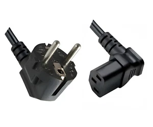 DINIC Netzkabel Schuko auf C13 90 Grad nach oben abgewinkelt, 0,75mm² VDE, 1.80m - Bild 1 von 5