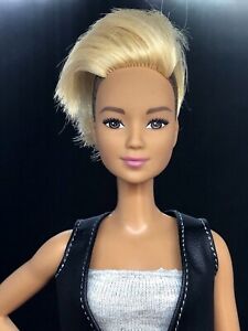 Tall Barbie Fashionistas # 44 Doll Leather Ruffles Shaved Head for OOAK Repaint 
