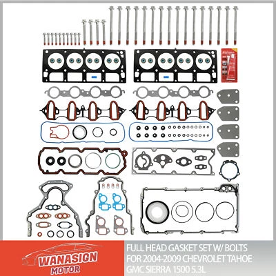 Juego de juntas de cabeza completa con pernos para Chevrolet Tahoe GMC Sierra 1500 2004-2009 5,3 L Foto 1 de 4