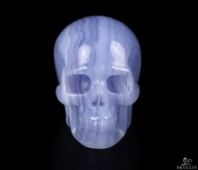 PIEDRA PRECIOSA 1.5" Encaje Azul Ágata Tallado Cristal Calavera, Realista, Cristal Curativo Foto 1 de 4