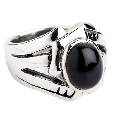 BLACK ONYX CROSS 925 STERLING SILVER MENS RING NEW DESIGNER GOTHIC BIKER ROCK - Image 1 of 4