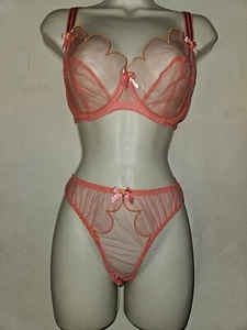 Agent Provocateur Lorna bra 38DDD and brief size AP 5 XL coral with orange NWT - Picture 1 of 9