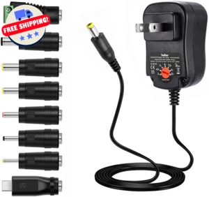 Belker 12W 3V 4.5V 5V 6V 7.5V 9V 12V Adjustable Voltage Universal AC/DC Adapter - Picture 1 of 7