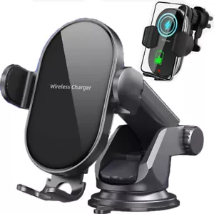 2 IN 1 Wireless Car Charger Fast Charging Mount Automatic Clamping Phone Holder - Picture 1 of 11
