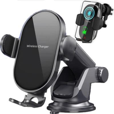 2 IN 1 Wireless Car Charger Fast Charging Mount Automatic Clamping Phone Holder - Image 1 of 4