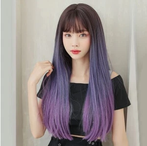 New Woman 65cm Long straight Wigs Fashion Barbie Blue gradation Kawaii♡JAPAN - Picture 1 of 4