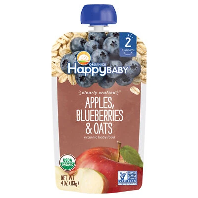 Happy Baby Stage 2 Manzana Arándano Avena Orgánica 4 OZ (Paquete de 16) Foto 1 de 2
