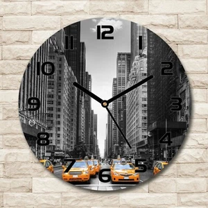 Glass Wall Clock fi 30 cm Taxis New York - Picture 1 of 9