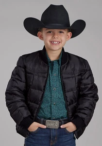 Roper Kids Boys Poly Fill Western Black 100% Polyester Softshell Jacket - Picture 1 of 4