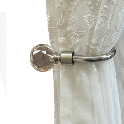 Tieback Holder (Par)- Cristal Cristal Plata Tieback Holder 1 - Transparente - 4x6 " Foto 1 de 2