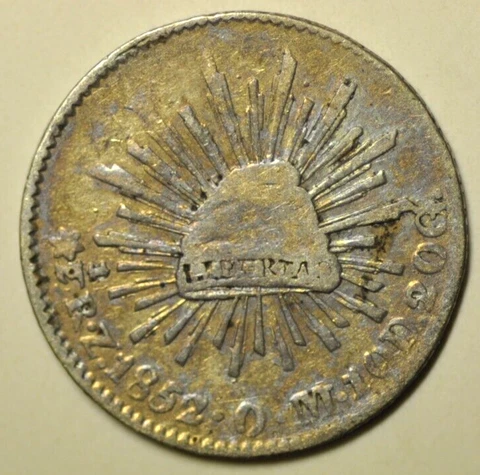 mw22795 Mexico; Silver 1/2 Real 1852 Z OM  Zacatecas Mint KM#370.11 Cover