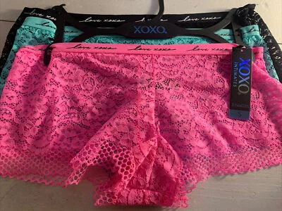 XOXO Panty Women's Sexy Boyshorts Underwear 3 Pack Small Pink Lace  - Image 1 of 4